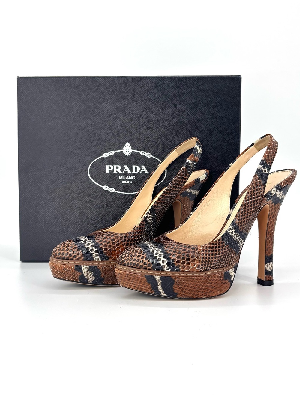 Prada SS 2009 Snakeskin Platform Slingback High Heel Pumps 36.5 - Picture 2 of 10